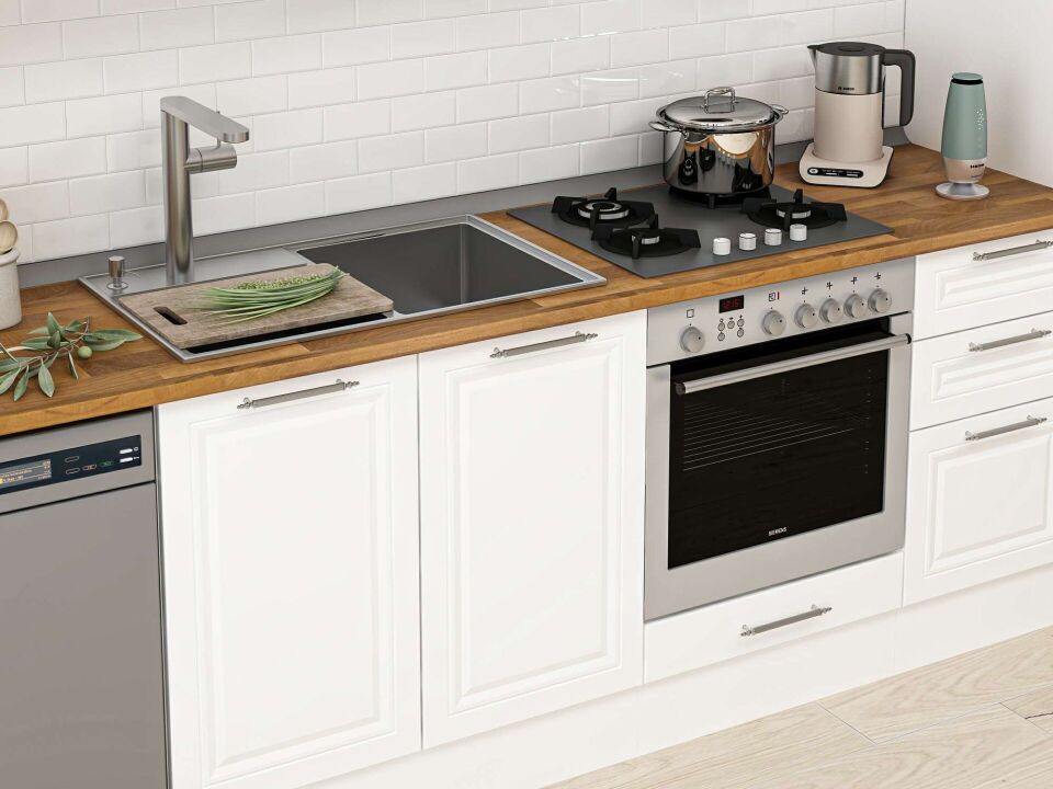 Alvinka 380X222 Cm Klasik Mebran Mutfak Dolabı Beyaz Beyaz Mbb-E90B45S45-3