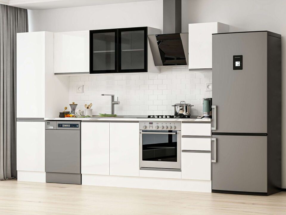 Alvinka 290X210 Cm High Gloss Mutfak Dolabı Mb-E80B50S40-3 High Gloss | Beyaz - Suntalam