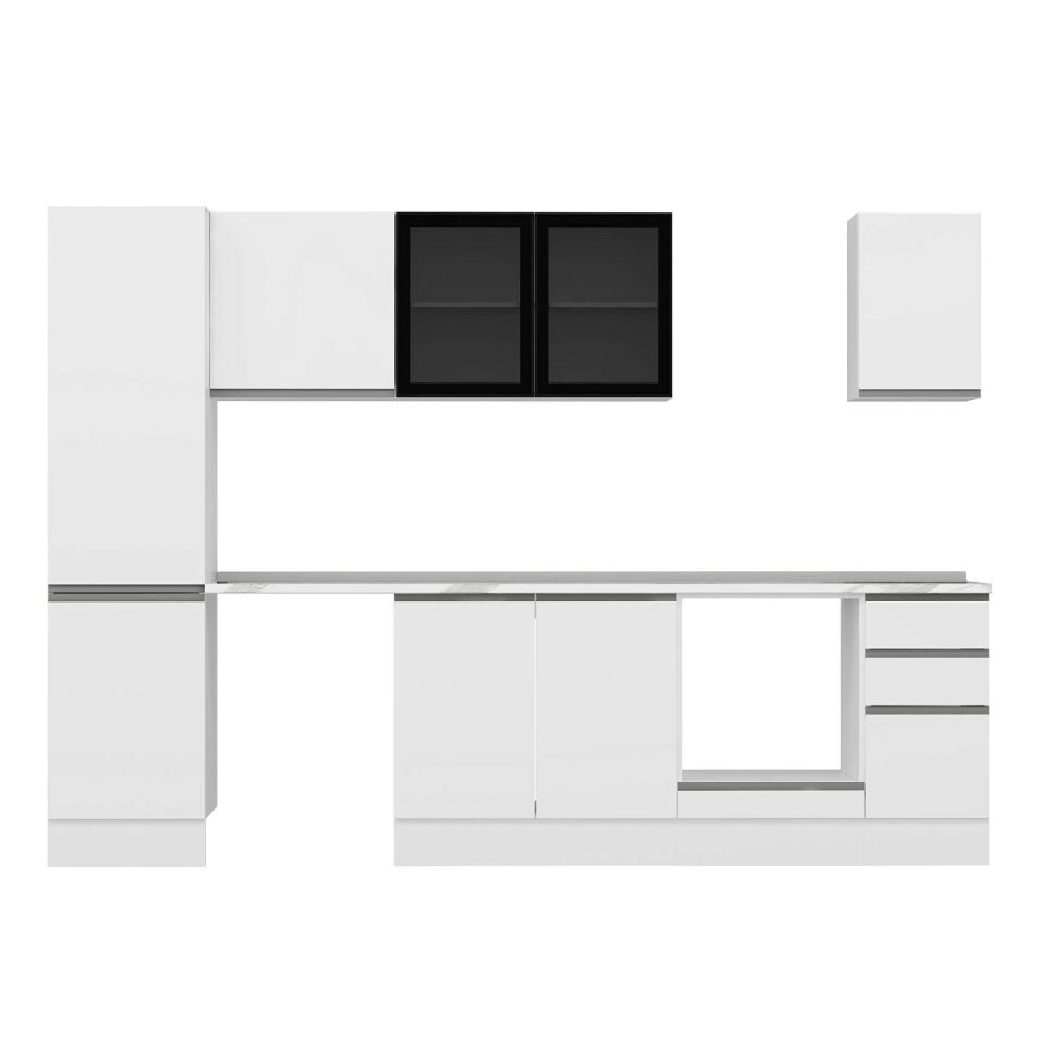 Alvinka 290X210 Cm High Gloss Mutfak Dolabı Mb-E80B50S40-3 High Gloss | Beyaz - Suntalam
