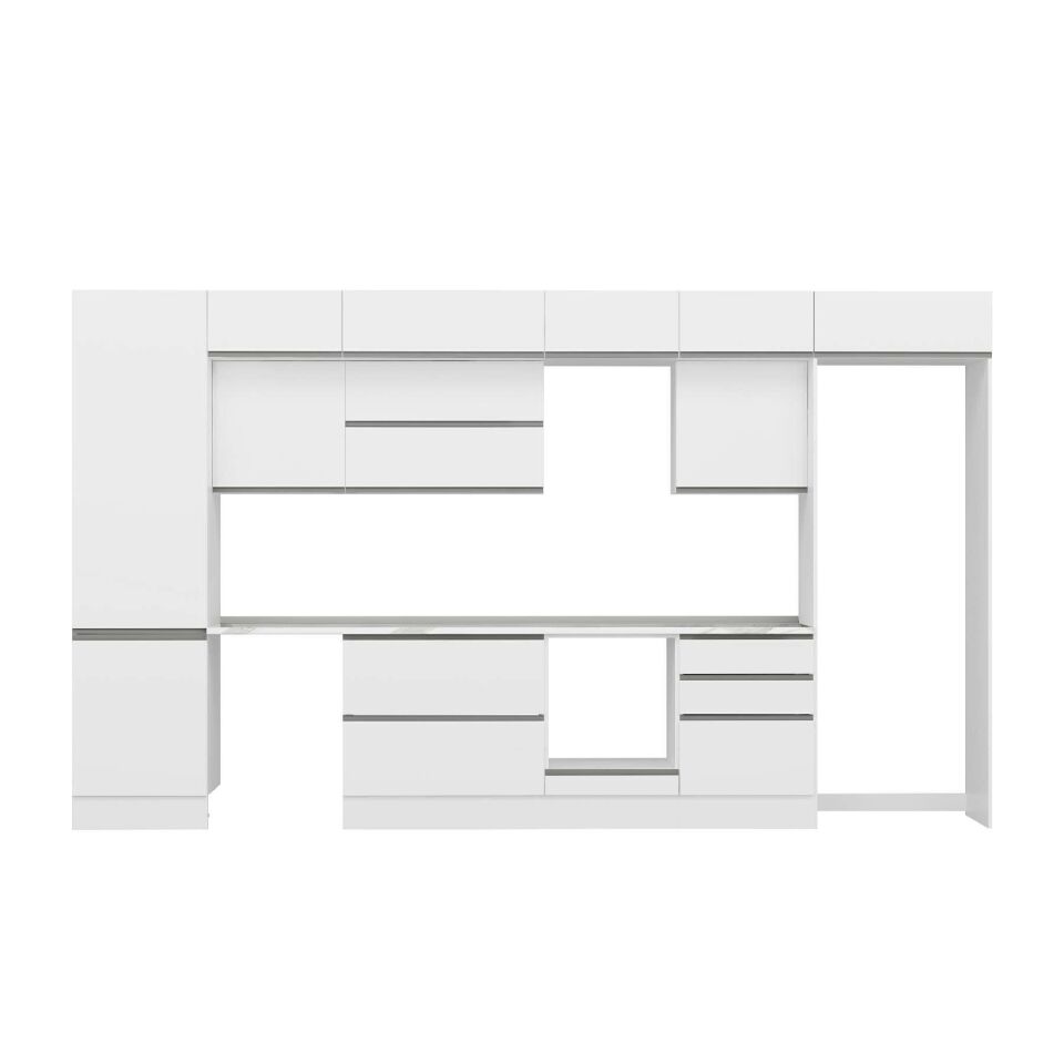 Alvinka 410X240 Cm High Gloss Mutfak Dolabı Mbb-E90B60S60-2 High Gloss | Beyaz - Suntalam
