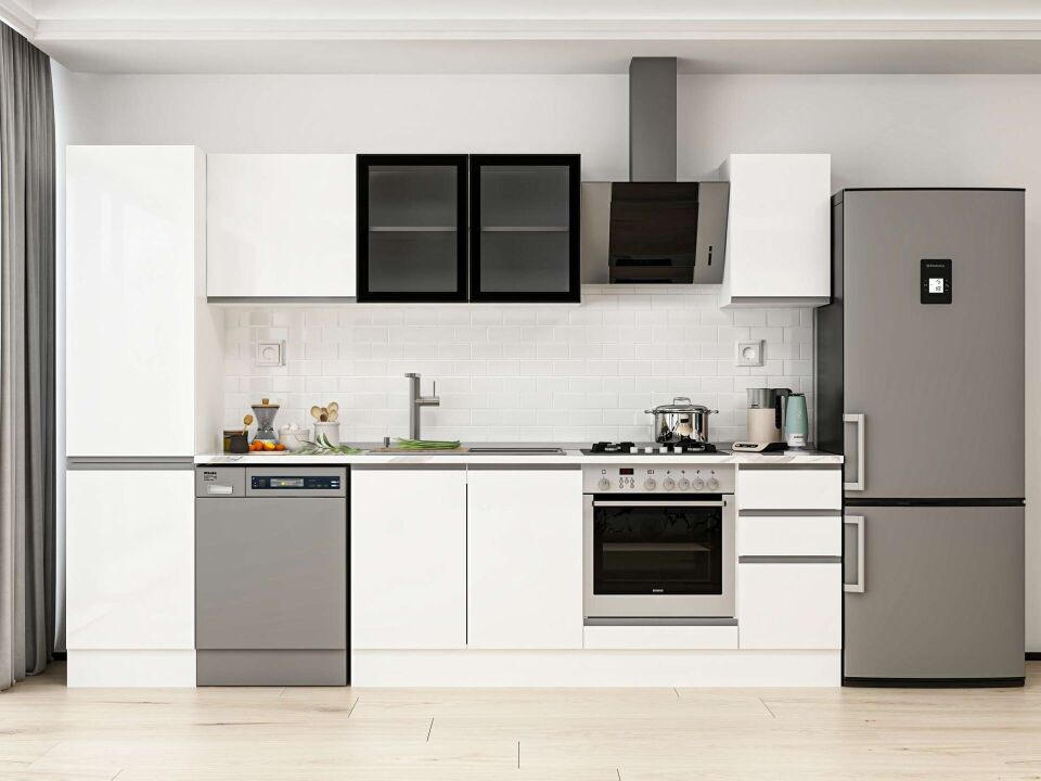 Alvinka 290X210 Cm High Gloss Mutfak Dolabı Mb-E80B50S40-3 High Gloss | Beyaz - Mdf