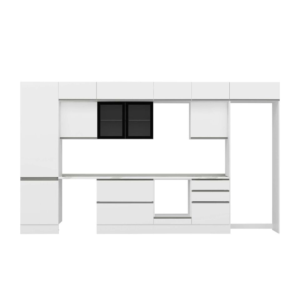 Alvinka 410X240 Cm High Gloss Mutfak Dolabı Mbb-E90B60S60-3 High Gloss | Beyaz - Suntalam