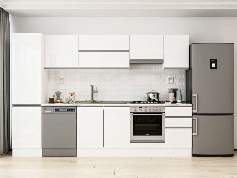 Alvinka 295X210 Cm High Gloss Mutfak Dolabı Mb-E80B50S45-1 High Gloss | Beyaz - Mdf