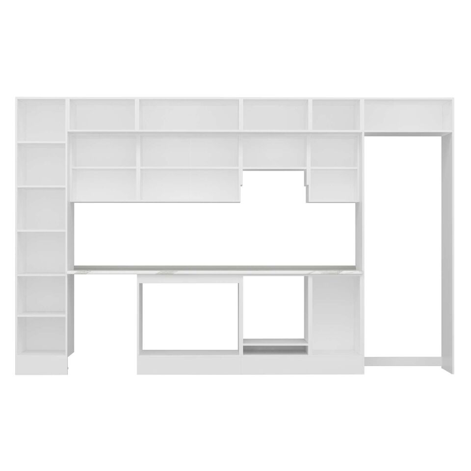 Alvinka 380X240 Cm Klasik Mebran Mutfak Dolabı Mbb-E90B45S45-1 Mebran | Beyaz - Suntalam