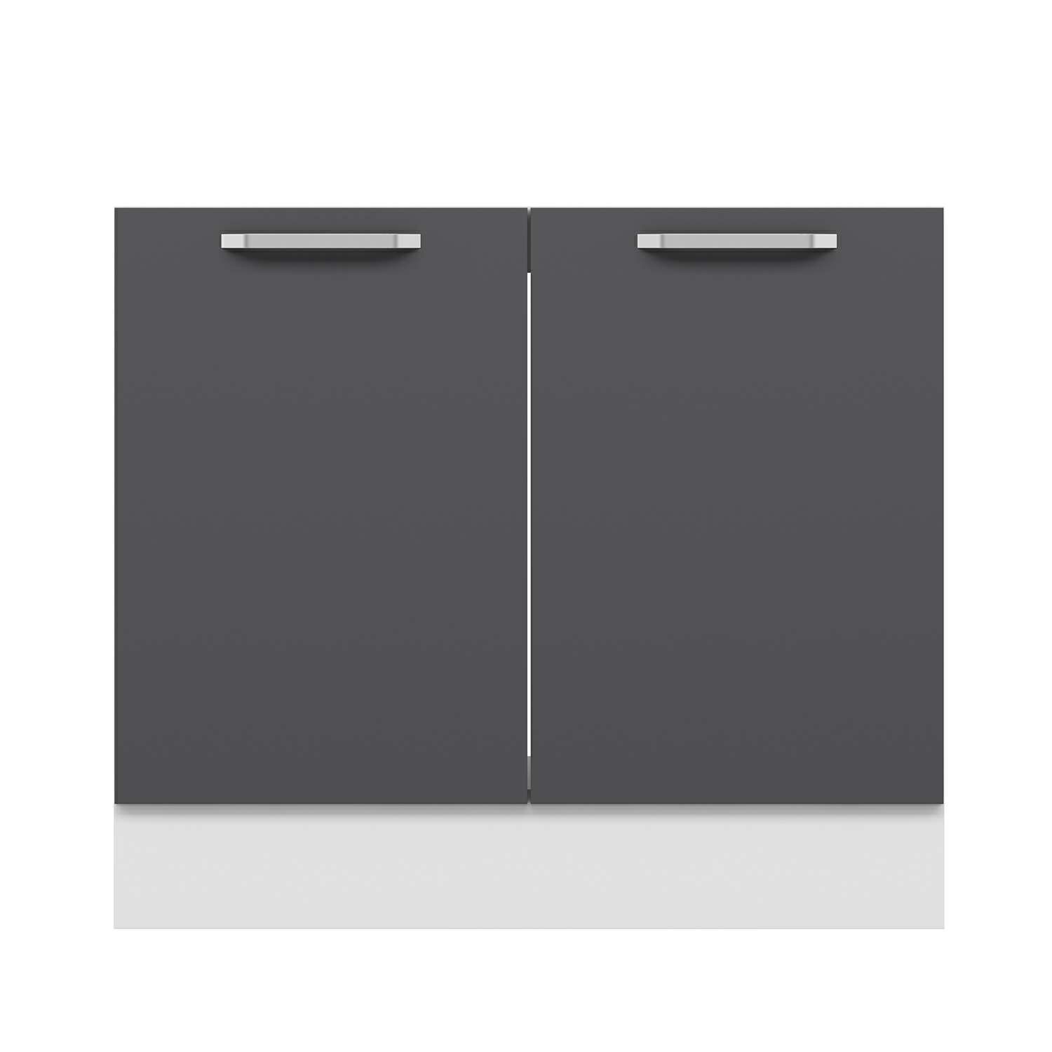 Alvinka Mutfak Modül Duz Alt 2K 100Cm Evye Dolap Beyaz Antrasit