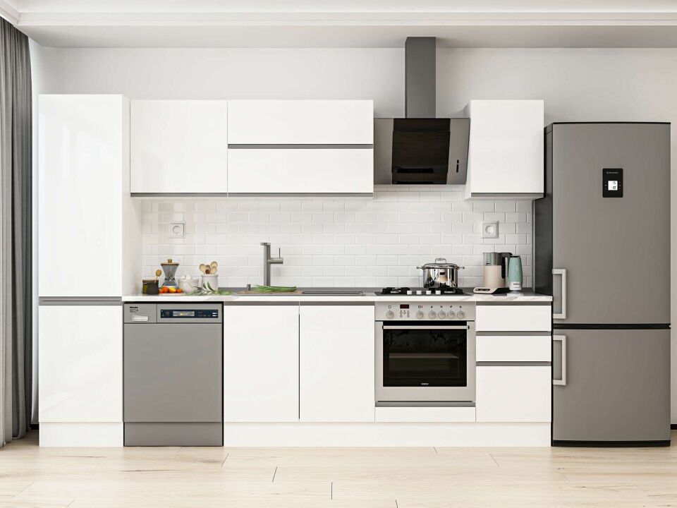 Alvinka 295X210 Cm High Gloss Mutfak Dolabı Mb-E80B50S45-2 High Gloss | Beyaz - Mdf
