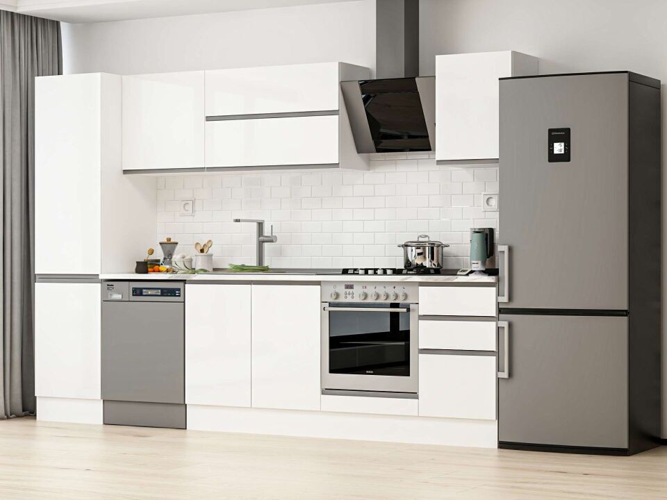 Alvinka 295X210 Cm High Gloss Mutfak Dolabı Mb-E80B50S45-2 High Gloss | Beyaz - Mdf