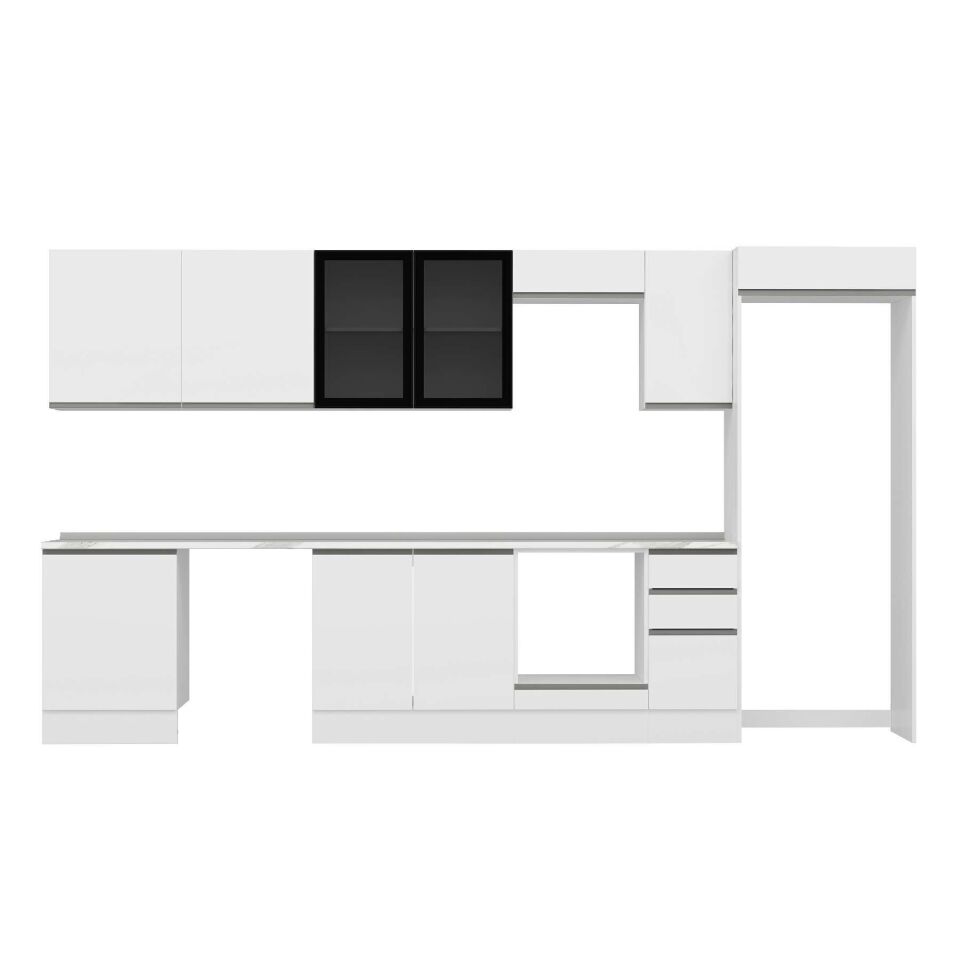 Alvinka 390X222 Cm High Gloss Mutfak Dolabı Mb-E90S60S40-3 High Gloss | Beyaz - Mdf