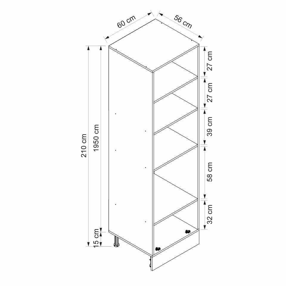 Alvinka Mutfak Modül Mbr_A 60-H210Cm Boy Ank Dolabı Beyaz Antrasit