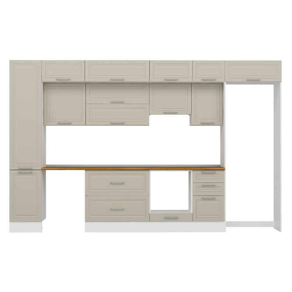 Alvinka 380X240 Cm Klasik Mebran Mutfak Dolabı Mbb-E90B45S45-1 Mebran | Kumtaşı - Mdf