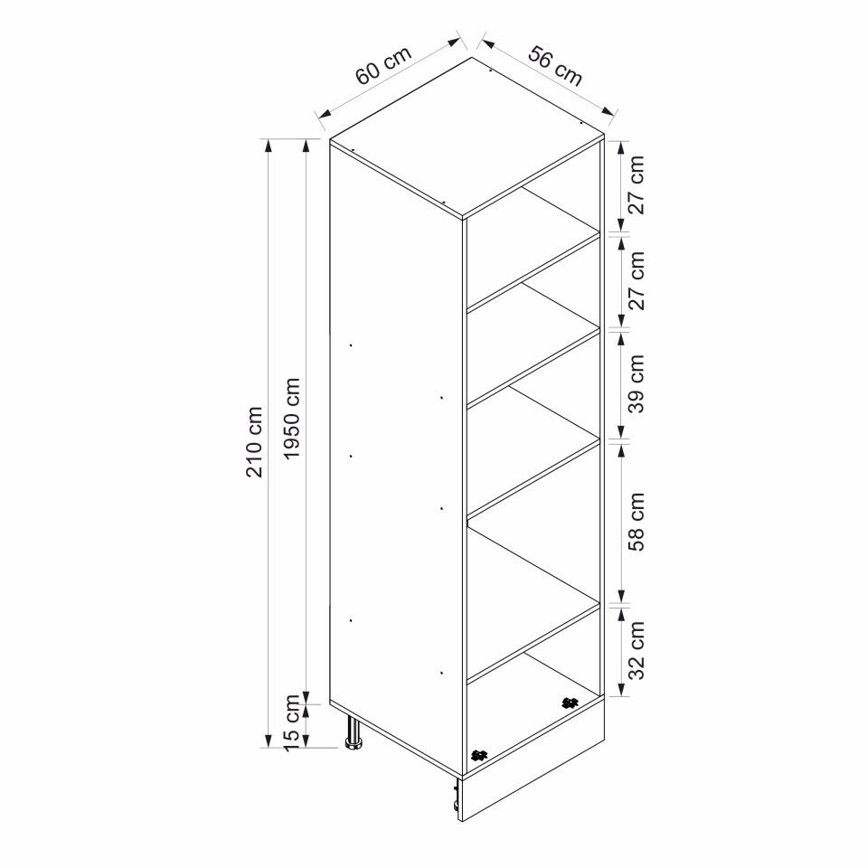 Alvinka Mutfak Modül Mbr_A 60-H210Cm Boy Ank Dolabı Beyaz Kumtaşı