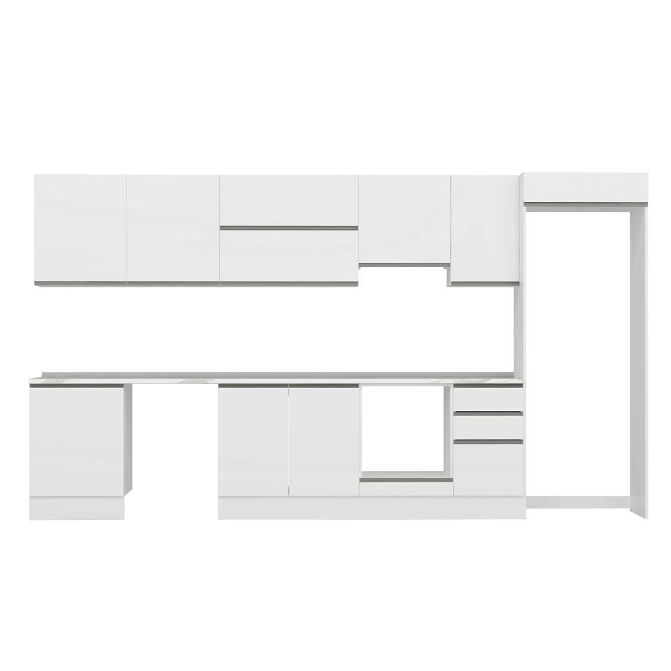 Alvinka 395X222 Cm High Gloss Mutfak Dolabı Mb-E90S60S45-1 High Gloss | Beyaz - Suntalam