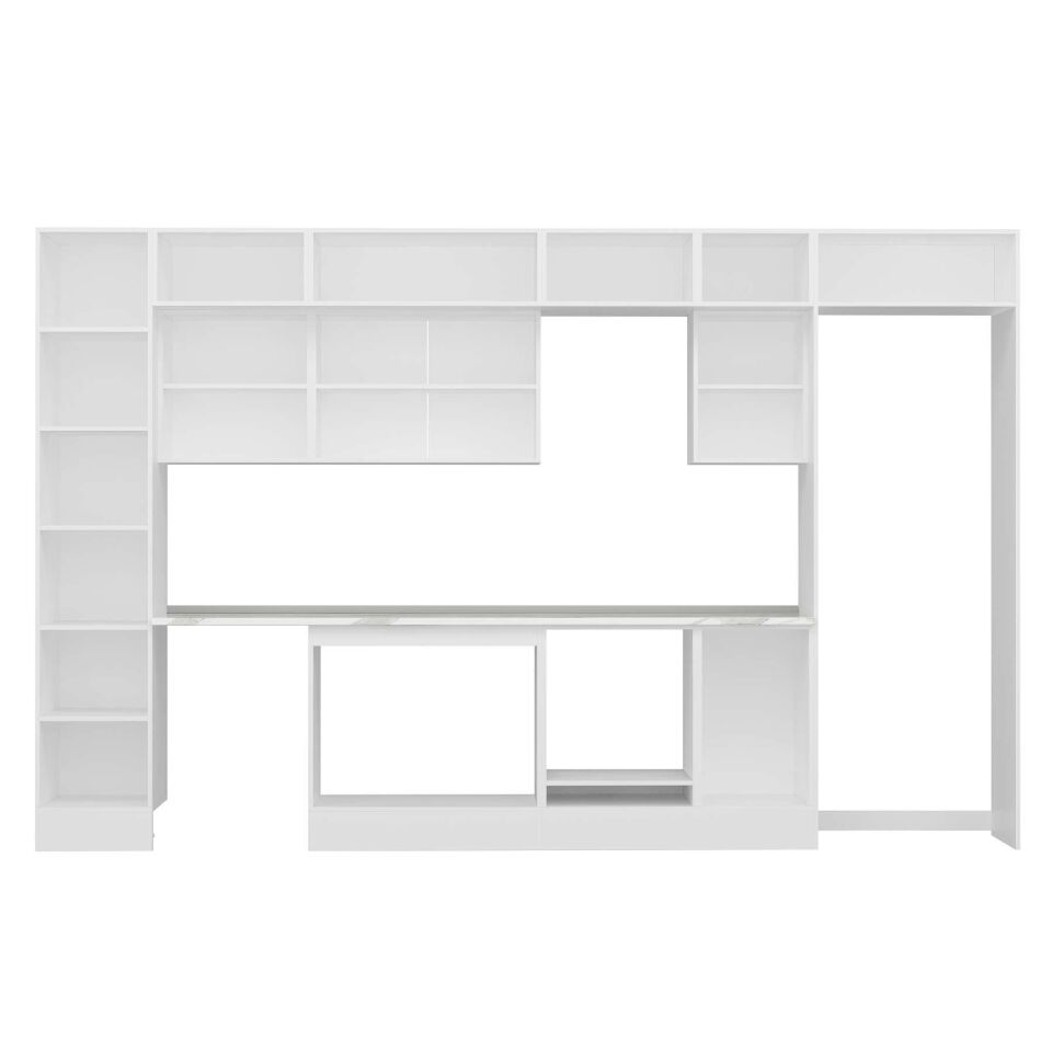 Alvinka 380X240 Cm Klasik Mebran Mutfak Dolabı Mbb-E90B45S45-2 Mebran | Beyaz - Suntalam