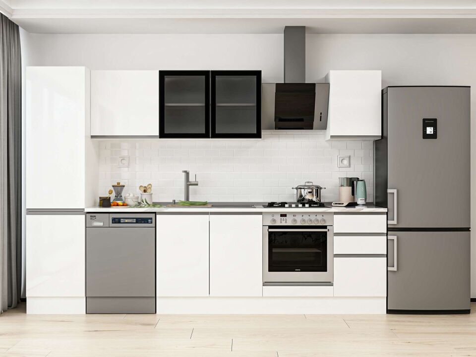 Alvinka 295X210 Cm High Gloss Mutfak Dolabı Mb-E80B50S45-3 High Gloss | Beyaz - Mdf