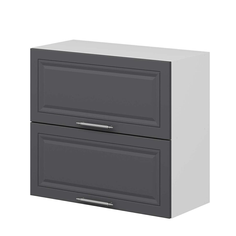 Alvinka Mutfak Modül Mbr_C Üst 2Yk1R 80-H72Cm Dolap Beyaz Antrasit Mdf