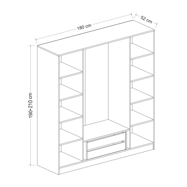 Minar Kale 180cm Giyinme Dolabı Dore Ceviz - 190CM