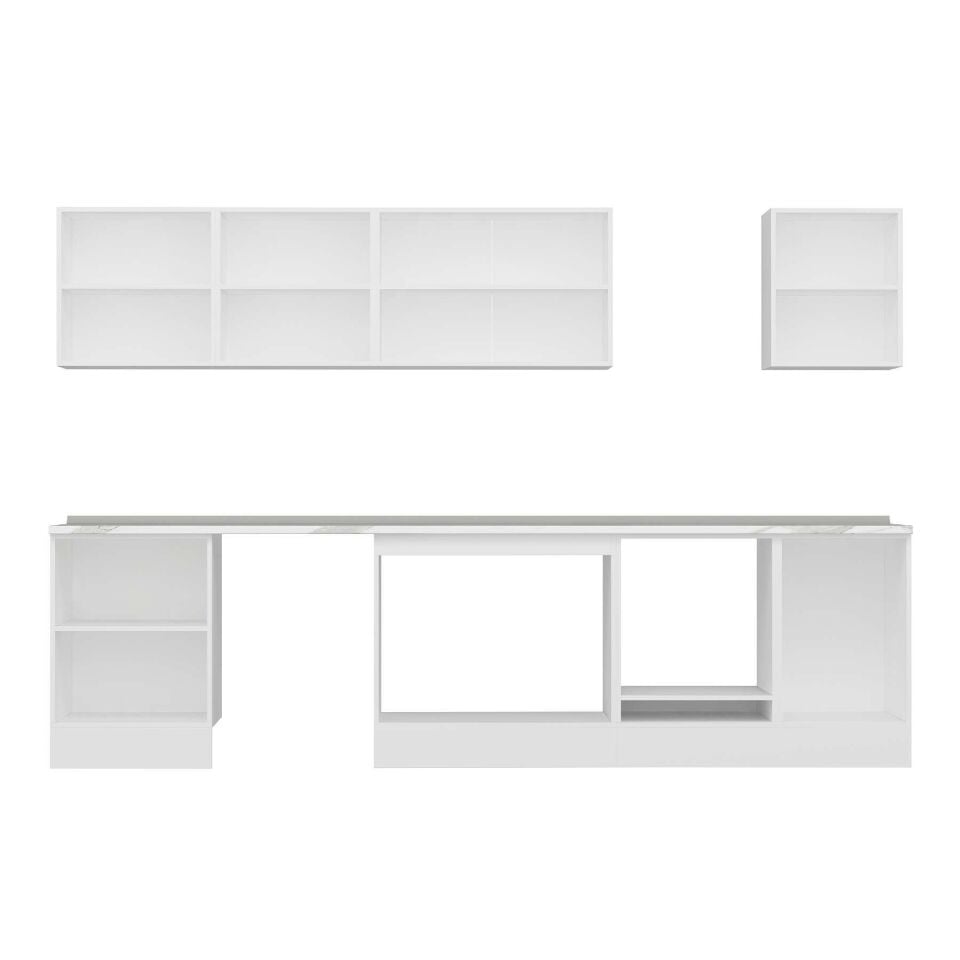 Alvinka 310X210 Cm Klasik Mebran Mutfak Dolabı M-E80S60S50-3 Mebran | Beyaz - Mdf