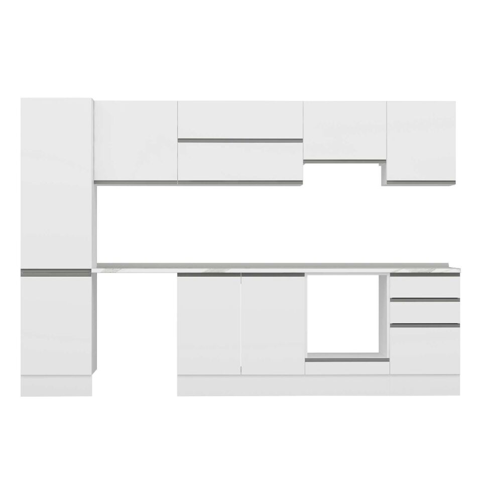 Alvinka 300X210 Cm High Gloss Mutfak Dolabı Mb-E80B50S50-1 High Gloss | Beyaz - Suntalam