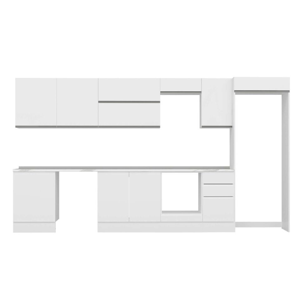 Alvinka 395X222 Cm High Gloss Mutfak Dolabı Mb-E90S60S45-2 High Gloss | Beyaz - Mdf