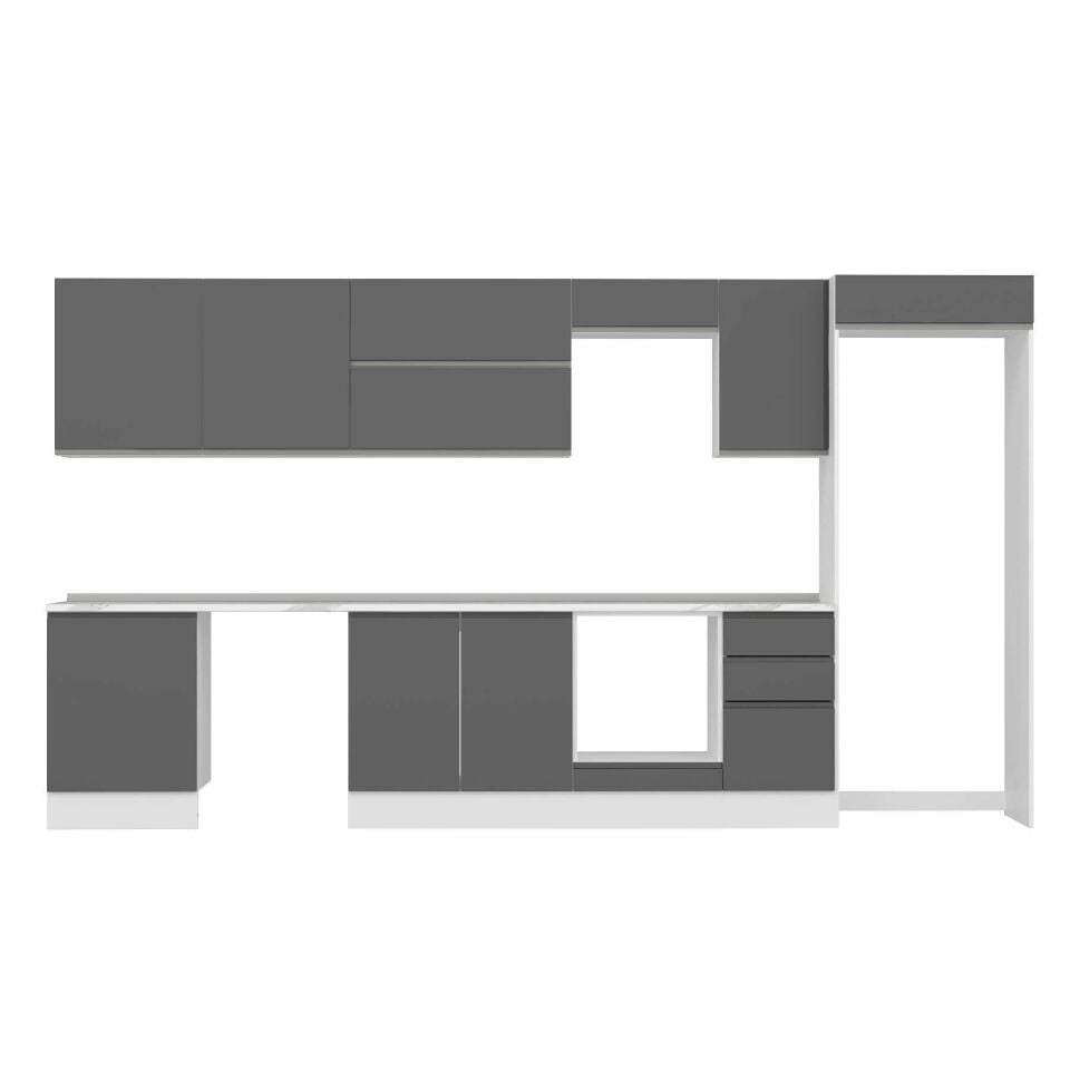 Alvinka 395X222 Cm High Gloss Mutfak Dolabı Mb-E90S60S45-2 High Gloss | Antrasit - Suntalam