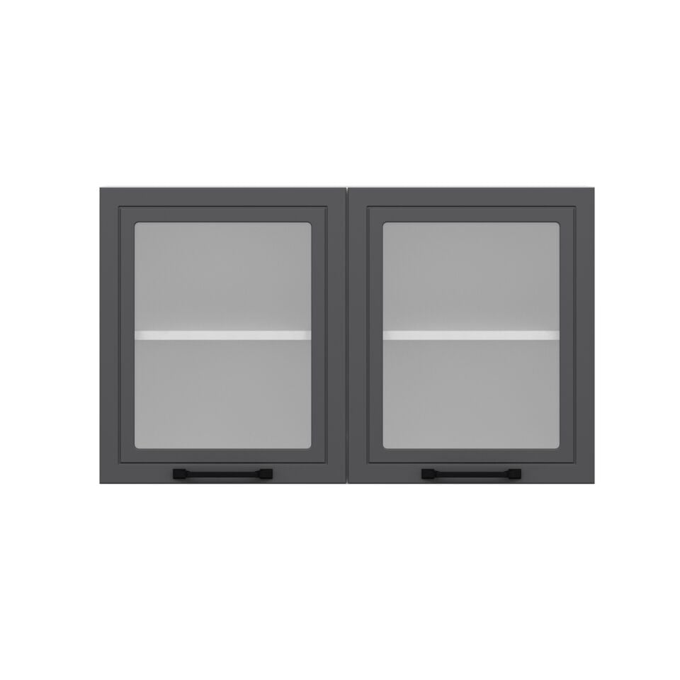 Alvinka Mutfak Modül Mbr_A Üst 2Dk1R 100-H60Cm Dolap Cam Beyaz Antrasit