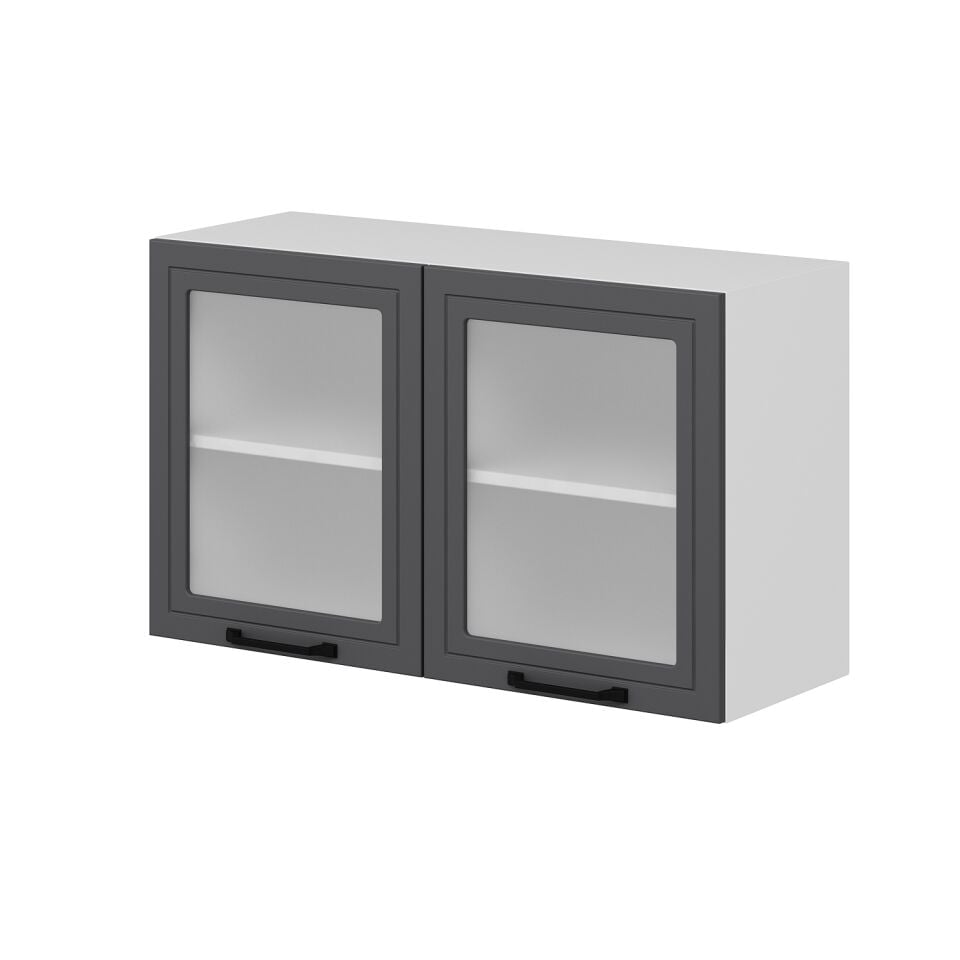 Alvinka Mutfak Modül Mbr_A Üst 2Dk1R 100-H60Cm Dolap Cam Beyaz Antrasit