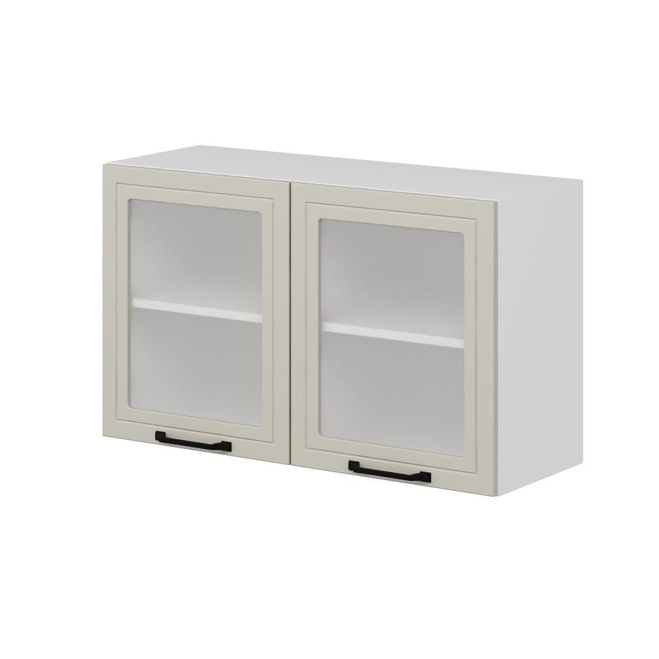 Alvinka Mutfak Modül Mbr_A Üst 2Dk1R 100-H60Cm Dolap Cam Beyaz Kumtaşı