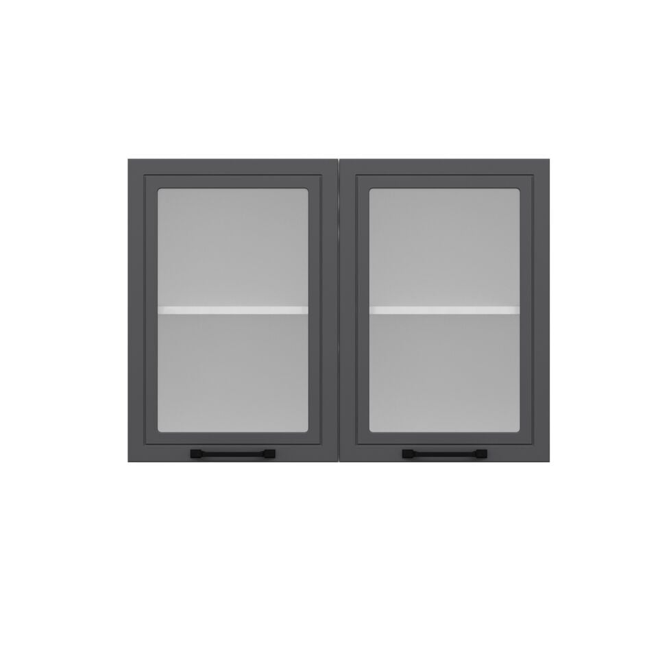 Alvinka Mutfak Modül Mbr_A Üst 2Dk1R 100-H72Cm Dolap Cam Beyaz Antrasit