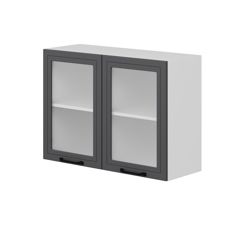 Alvinka Mutfak Modül Mbr_A Üst 2Dk1R 100-H72Cm Dolap Cam Beyaz Antrasit