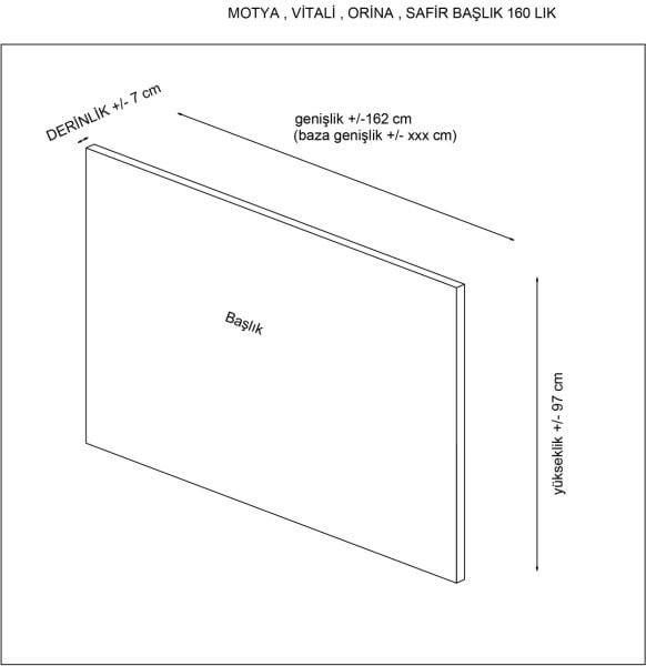 Motya Baza Başlığı - Açık Gri 160x200