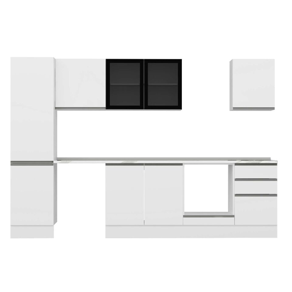 Alvinka 300X210 Cm High Gloss Mutfak Dolabı Mb-E80B50S50-3 High Gloss | Beyaz - Suntalam
