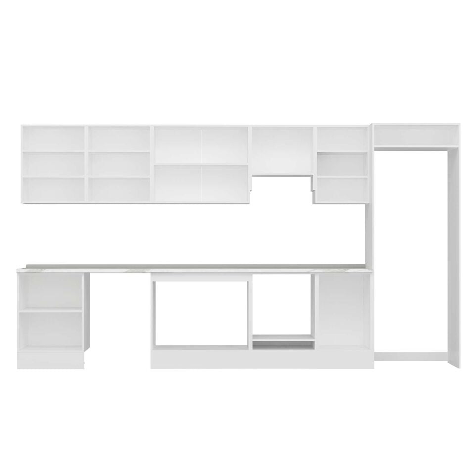 Alvinka 400X222 Cm High Gloss Mutfak Dolabı Mb-E90S60S50-1 High Gloss | Beyaz - Mdf