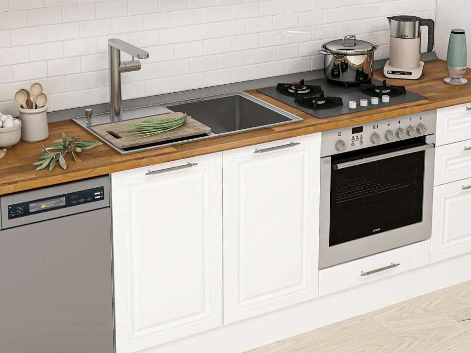 Alvinka 400X222 Cm Klasik Mebran Mutfak Dolabı Beyaz Beyaz Mbb-E90B60S50-3