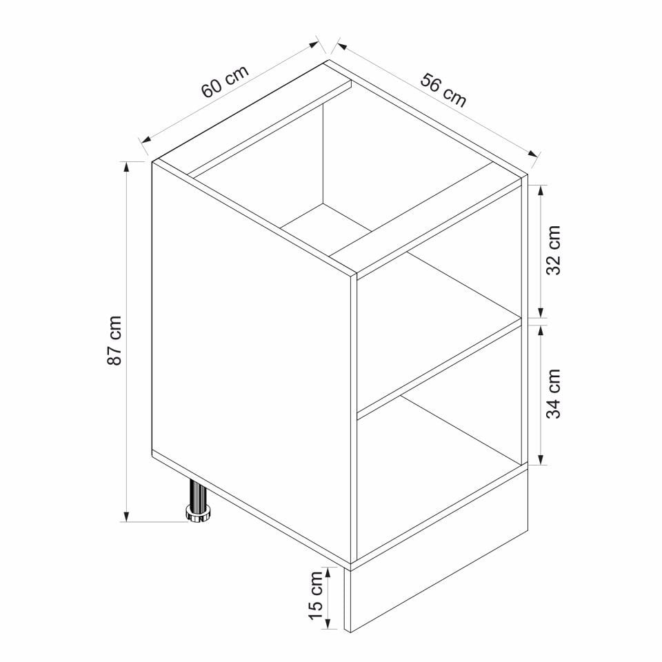 Alvinka Mutfak Modül Mbr_B Alt 1K1R 60Cm Dolap Beyaz Beyaz