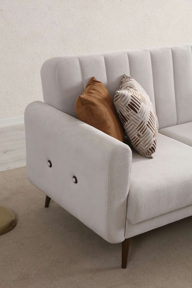 Bona 3+Dinlenme Köşe Takımı Bej Valebo-03 Ceviz Ayak