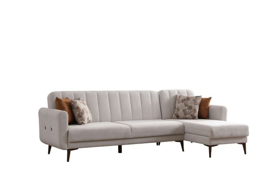 Bona 3+Dinlenme Köşe Takımı Bej Valebo-03 Ceviz Ayak