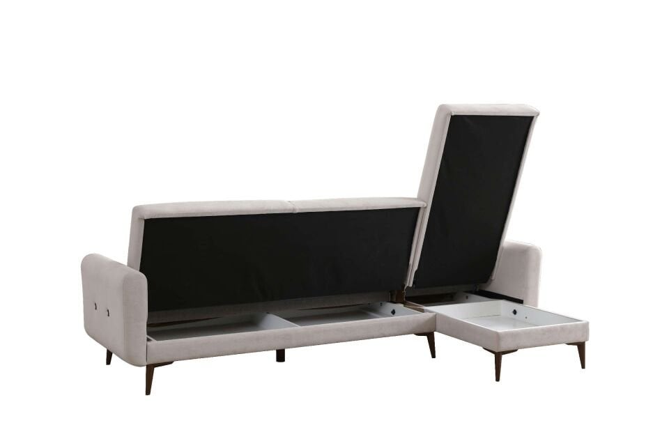 Bona 3+Dinlenme Köşe Takımı Bej Valebo-03 Ceviz Ayak