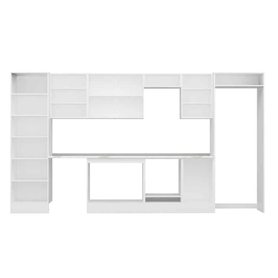 Alvinka 400X222 Cm Klasik Mebran Mutfak Dolabı Mbb-E90B60S50-3 Mebran | Beyaz - Suntalam
