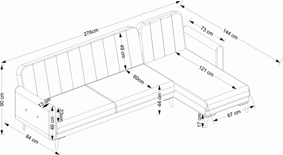 Bona 3+Dinlenme Köşe Takımı Bej Valebo-03 Ceviz Ayak