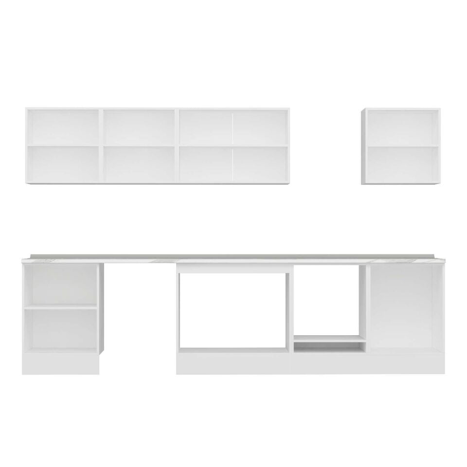 Alvinka 320X210 Cm Klasik Mebran Mutfak Dolabı M-E80S60S60-2 Mebran | Kumtaşı - Mdf