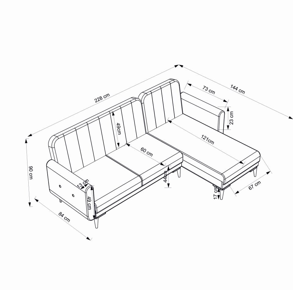 Bona 2+Dinlenme Köşe Takımı Bej Valebo-03 Ceviz Ayak