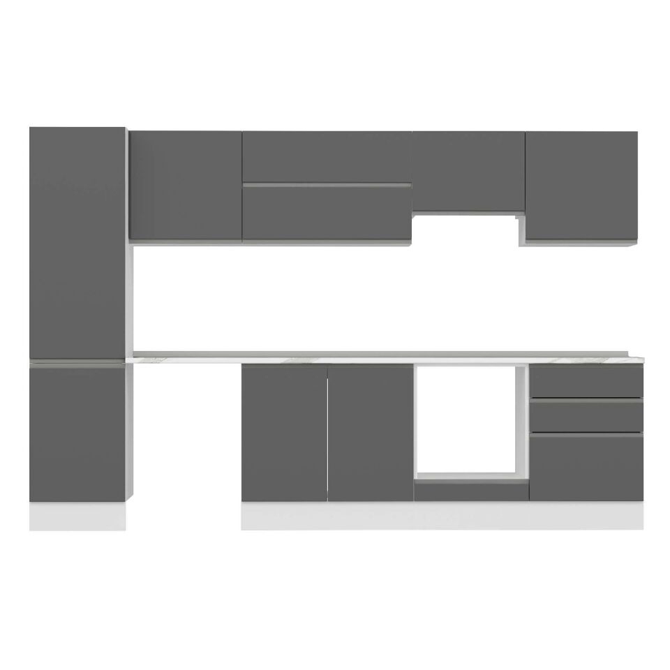 Alvinka 310X210 Cm High Gloss Mutfak Dolabı Mb-E80B50S60-1 High Gloss | Antrasit - Suntalam