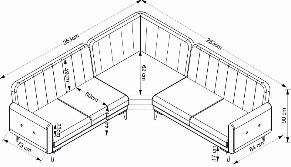 Bona 2 + L Köşe+2' Li Köşe Takımı Bej Valebo-03 Ceviz Ayak