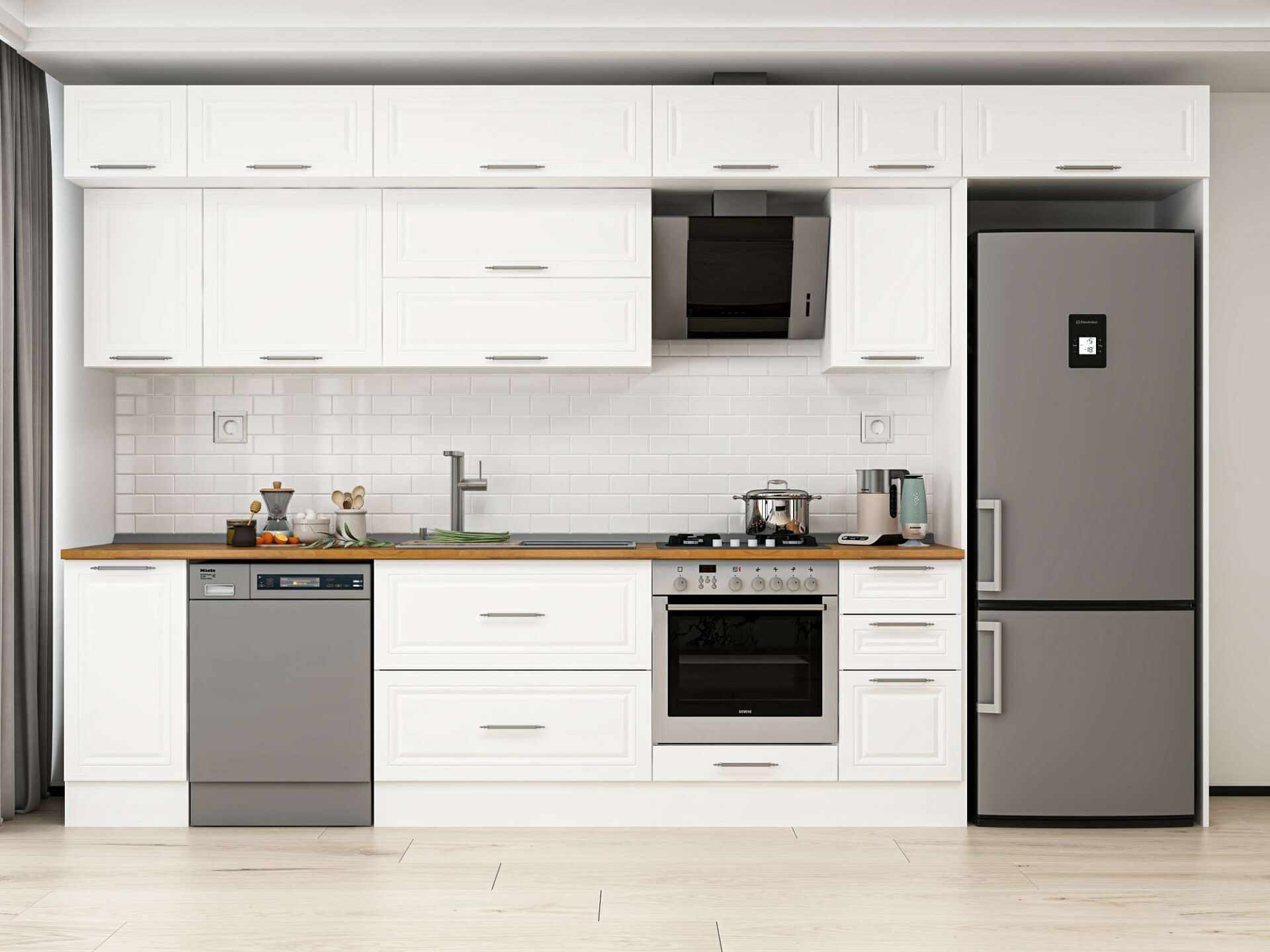 Alvinka 360X240 Cm Klasik Mebran Mutfak Dolabı Mb-E80S40S40-2
