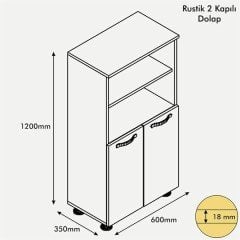 Minar 2 Kapaklı Çok Amaçlı Dolap