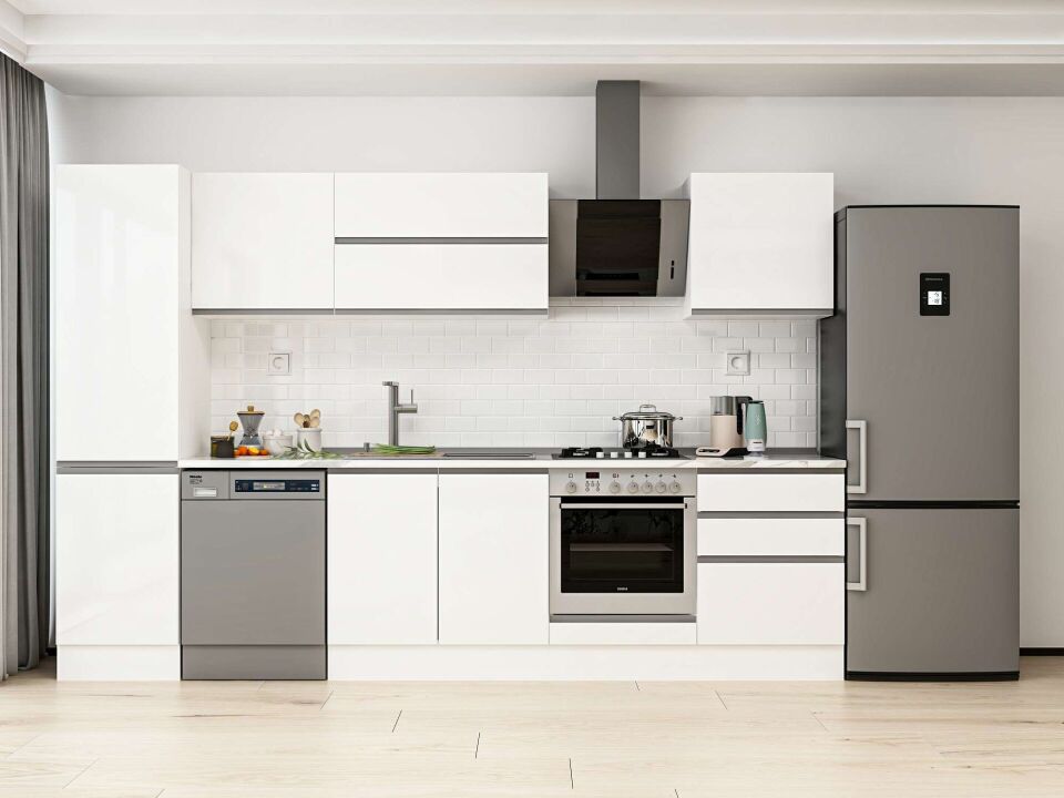 Alvinka 310X210 Cm High Gloss Mutfak Dolabı Mb-E80B50S60-2 High Gloss | Beyaz - Mdf