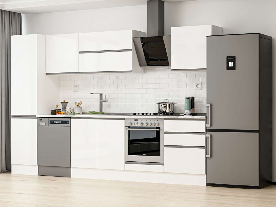 Alvinka 310X210 Cm High Gloss Mutfak Dolabı Mb-E80B50S60-2 High Gloss | Beyaz - Mdf