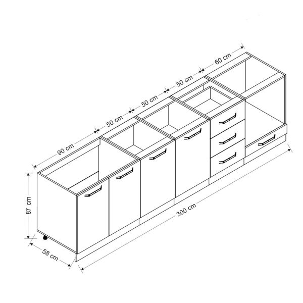Minar 300 Cm Mutfak Dolabı Beyaz Dore 300-D4