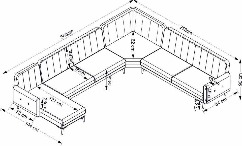Bona Dinlenme+3+L Köşe+2 Köşe Takımı Bej Valebo-03 Ceviz Ayak