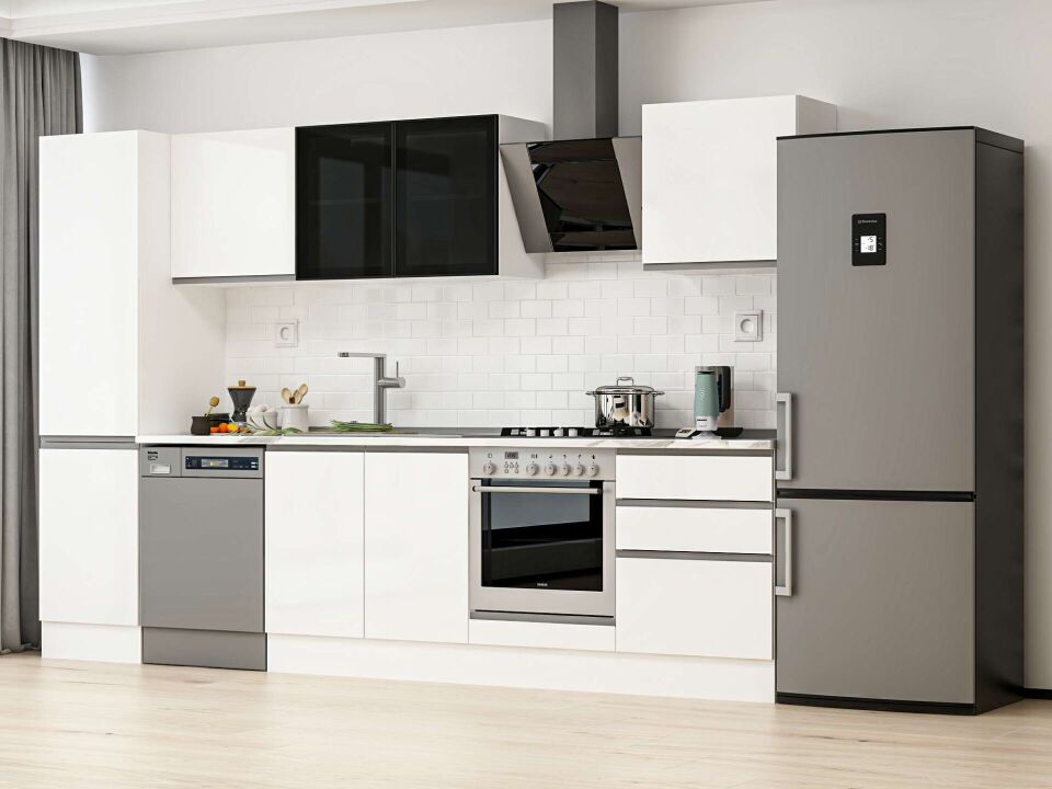 Alvinka 310X210 Cm High Gloss Mutfak Dolabı Mb-E80B50S60-3 High Gloss | Beyaz - Mdf